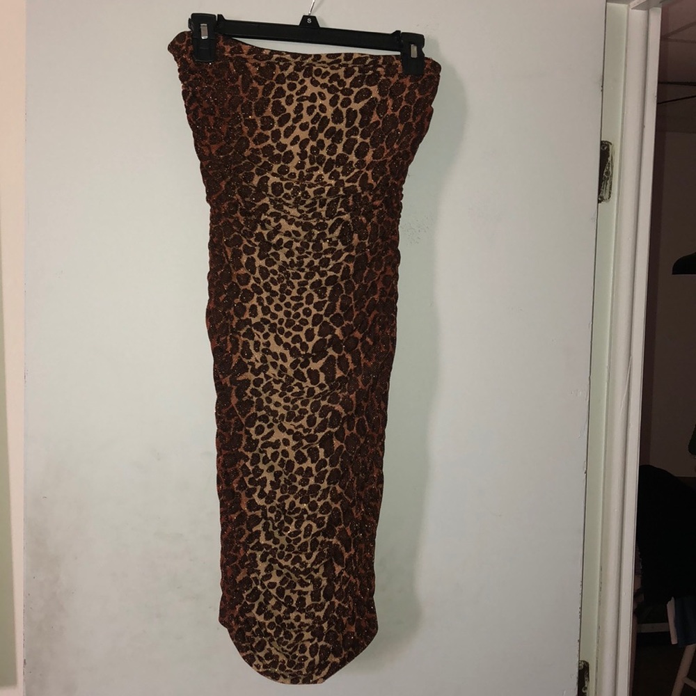 Tadashi cheetah print strapless dress size M
